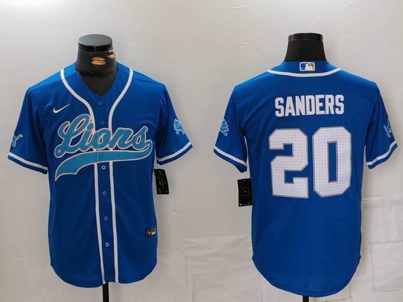 Men's Detroit Lions Barry Sanders #20 Blue Jersey